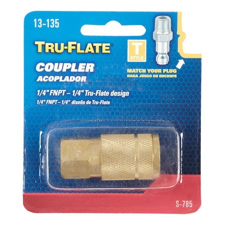 Tru-Flate Air Coupler "T" 1/4"Tf 13135
